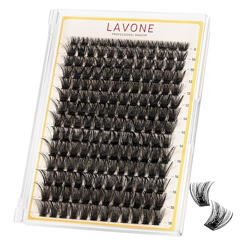 LAVONE Lash Clusters, 168Pcs D Curl 8-18mm - Refill Tray