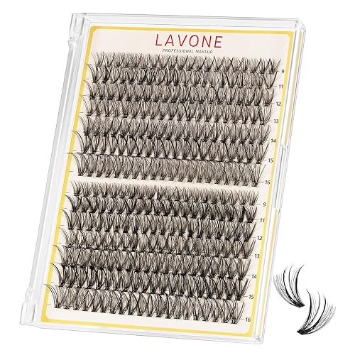 LAVONE Lash Clusters, 280Pcs D Curl 9-16mm - 30D 40D Refill Tray